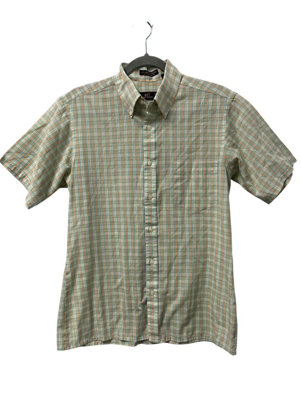 Vintage 417 Van Heusen Shirt Men’s M Plaid Short Sleeve Slim Preppy Ivy Geek